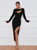 Midi Jurk met V-hals en Hoge Split - Maxi Dresses - Jurkjes.co