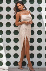 Midi Jurk met V-hals en Hoge Split - Maxi Dresses - Jurkjes.co