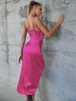 Midi Jurk met V-hals en Hoge Split - Midi Dresses - Jurkjes.co