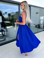 Midi Jurk met V-hals en Hoge Split - Midi Dresses - Jurkjes.co