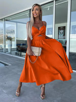 Midi Jurk met V-hals en Hoge Split - Midi Dresses - Jurkjes.co