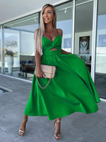 Midi Jurk met V-hals en Hoge Split - Midi Dresses - Jurkjes.co