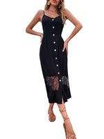 Midi Jurk met V-hals en Kantdetails - Group3 - Jurkjes.co