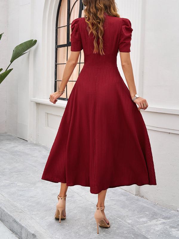 Midi Jurk met V-hals en Kapmouwtjes - Midi Dresses - Jurkjes.co