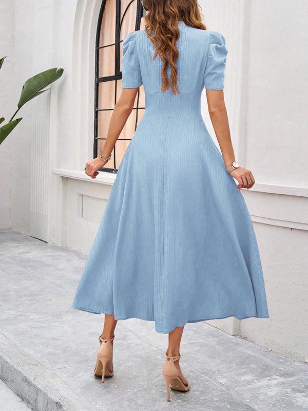 Midi Jurk met V-hals en Kapmouwtjes - Midi Dresses - Jurkjes.co
