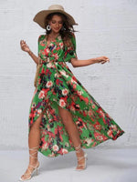 Midi Jurk met V-hals en Kleurrijke Print - Midi Dresses - Jurkjes.co