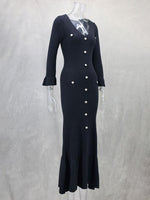 Midi Jurk met V-hals en Knoopsluiting - Maxi Dresses - Jurkjes.co