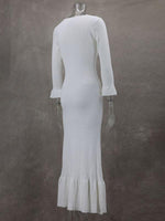 Midi Jurk met V-hals en Knoopsluiting - Maxi Dresses - Jurkjes.co