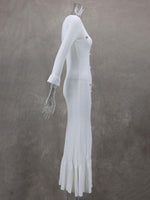 Midi Jurk met V-hals en Knoopsluiting - Maxi Dresses - Jurkjes.co