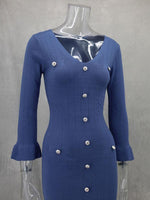 Midi Jurk met V-hals en Knoopsluiting - Maxi Dresses - Jurkjes.co