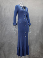 Midi Jurk met V-hals en Knoopsluiting - Maxi Dresses - Jurkjes.co