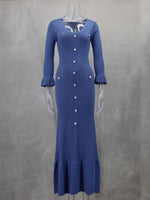 Midi Jurk met V-hals en Knoopsluiting - Maxi Dresses - Jurkjes.co