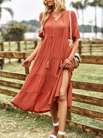 Midi Jurk met V-hals en Kwastjes - Midi Dresses - Jurkjes.co