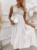 Midi Jurk met V-hals en Laagjes - Mini Dresses - Jurkjes.co