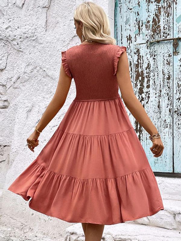 Midi Jurk met V-hals en Laagjesrok - Maxi Dresses - Jurkjes.co