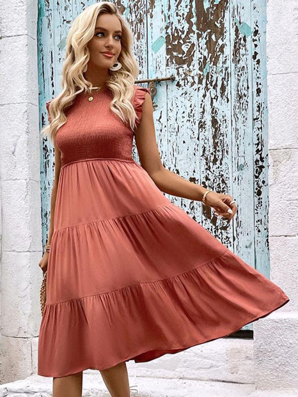 Midi Jurk met V-hals en Laagjesrok - Maxi Dresses - Jurkjes.co