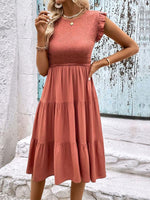 Midi Jurk met V-hals en Laagjesrok - Maxi Dresses - Jurkjes.co
