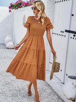 Midi Jurk met V-hals en Lace Mouwen - Midi Dresses - Jurkjes.co