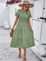 Midi Jurk met V-hals en Lace Mouwen - Midi Dresses - Jurkjes.co