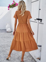 Midi Jurk met V-hals en Lace Mouwen - Midi Dresses - Jurkjes.co