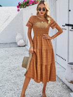 Midi Jurk met V-hals en Lace Mouwen - Midi Dresses - Jurkjes.co