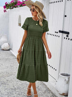 Midi Jurk met V-hals en Lace Mouwen - Midi Dresses - Jurkjes.co