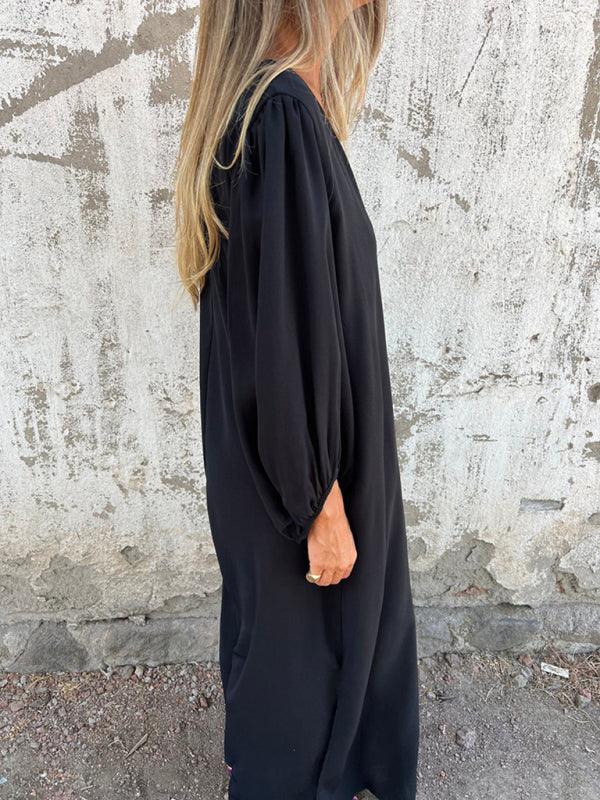Midi Jurk met V-hals en Luchtige Mouwen - Maxi Dresses - Jurkjes.co