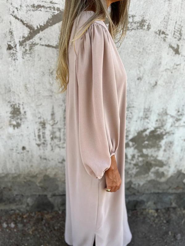 Midi Jurk met V-hals en Luchtige Mouwen - Maxi Dresses - Jurkjes.co