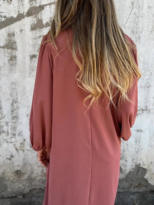 Midi Jurk met V-hals en Luchtige Mouwen - Maxi Dresses - Jurkjes.co