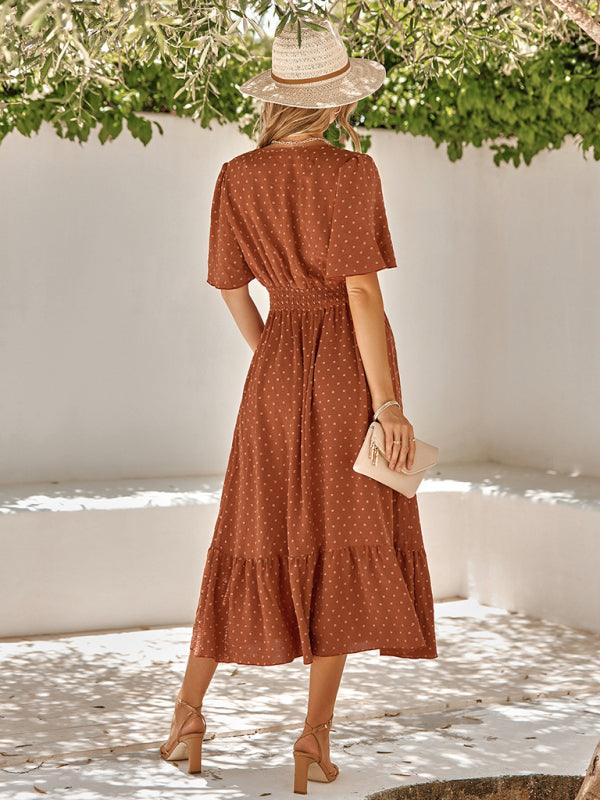 Midi Jurk met V-hals en Luchtige Mouwen - Midi Dresses - Jurkjes.co