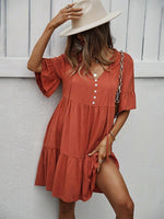 Midi Jurk met V-hals en Luchtige Mouwen - Mini Dresses - Jurkjes.co