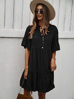 Midi Jurk met V-hals en Luchtige Mouwen - Mini Dresses - Jurkjes.co