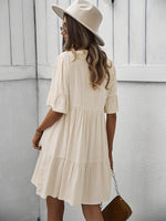 Midi Jurk met V-hals en Luchtige Mouwen - Mini Dresses - Jurkjes.co