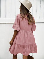 Midi Jurk met V-hals en Luchtige Mouwen - Mini Dresses - Jurkjes.co