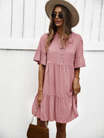 Midi Jurk met V-hals en Luchtige Mouwen - Mini Dresses - Jurkjes.co