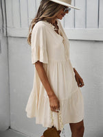 Midi Jurk met V-hals en Luchtige Mouwen - Mini Dresses - Jurkjes.co