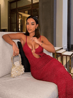 Midi Jurk met V-hals en Metallic Detail - Group14 - Jurkjes.co