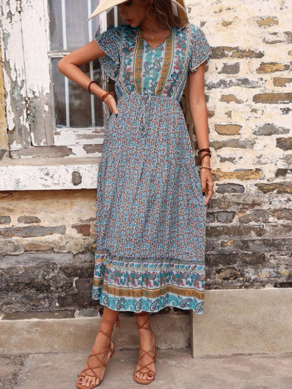 Midi Jurk met V-hals en Paisley Print - Midi Dresses - Jurkjes.co