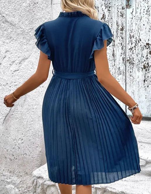 Midi Jurk met V-hals en Plooirok - Group7 - Jurkjes.co