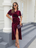 Midi Jurk met V-hals en Plooirok - Maxi Dresses - Jurkjes.co