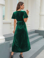 Midi Jurk met V-hals en Plooirok - Maxi Dresses - Jurkjes.co