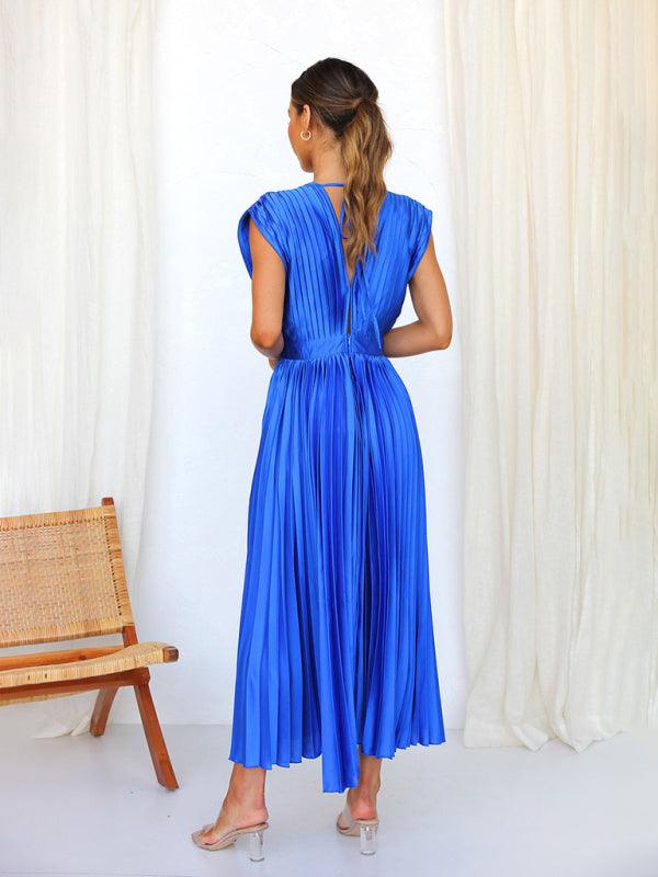 Midi Jurk met V-hals en Plooirok - Midi Dresses - Jurkjes.co