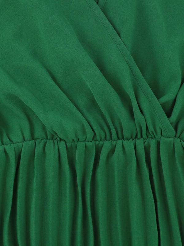 Midi Jurk met V-hals en Plooirok - Midi Dresses - Jurkjes.co