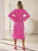 Midi Jurk met V-hals en Plooirok - Midi Dresses - Jurkjes.co