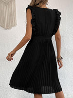 Midi Jurk met V-hals en Plooirok - Midi Dresses - Jurkjes.co