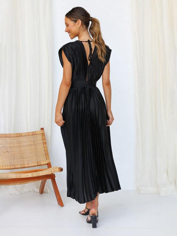 Midi Jurk met V-hals en Plooirok - Midi Dresses - Jurkjes.co