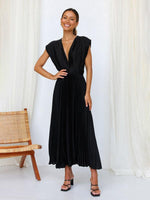 Midi Jurk met V-hals en Plooirok - Midi Dresses - Jurkjes.co