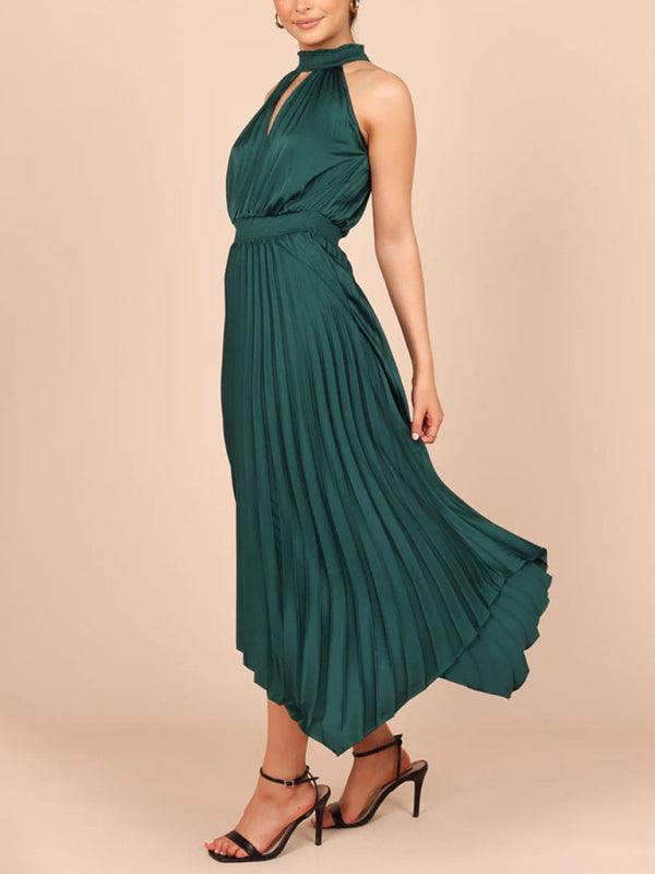 Midi Jurk met V-hals en Plooirok - Midi Dresses - Jurkjes.co