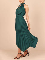 Midi Jurk met V-hals en Plooirok - Midi Dresses - Jurkjes.co