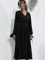 Midi Jurk met V-hals en Plooirok - Midi Dresses - Jurkjes.co